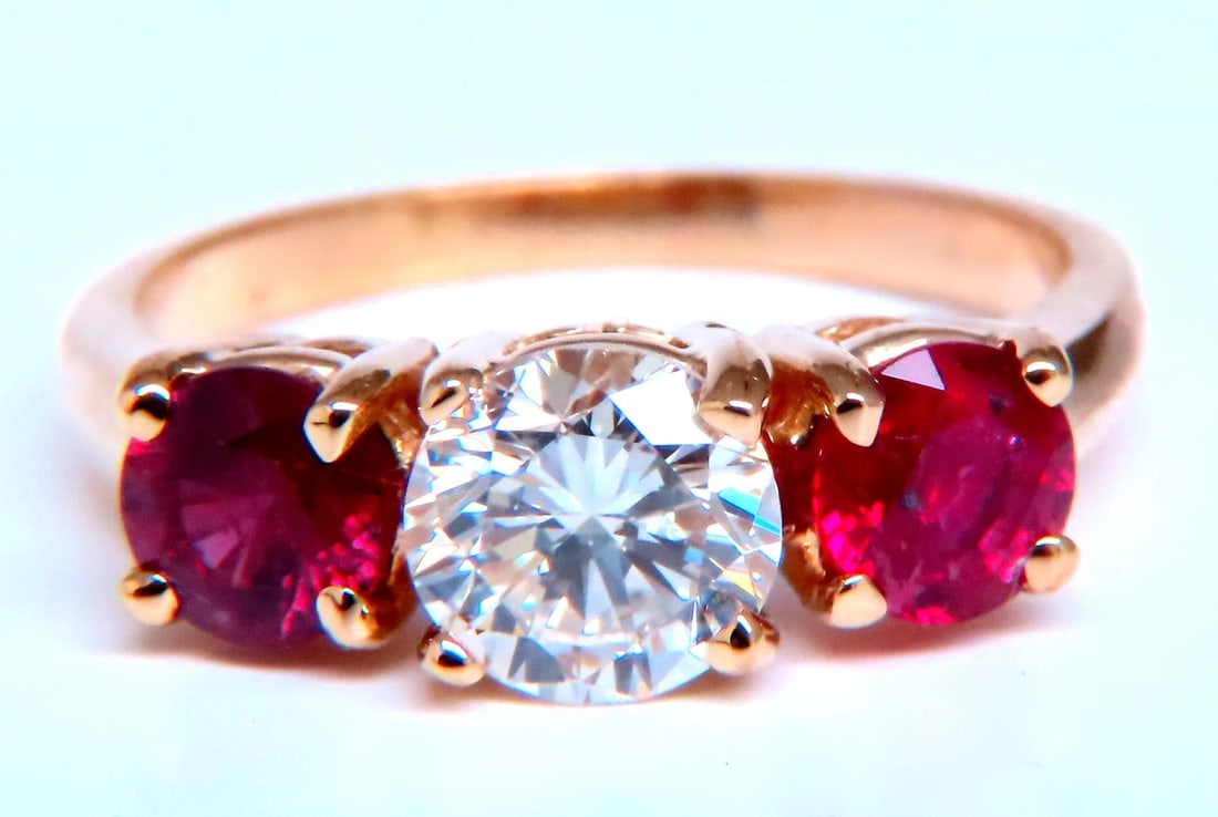 GIA certified 1.02ct Natural Round Diamond Ruby Ring 14kt 43552 *v - 4