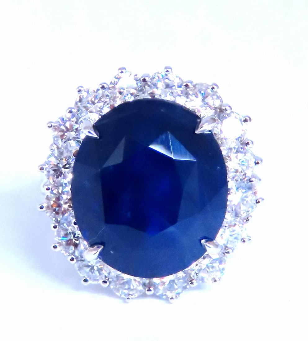 GIA Certified 15.49ct Natural Sapphire Diamonds Cluster Ring 18kt 51141 *v - 5