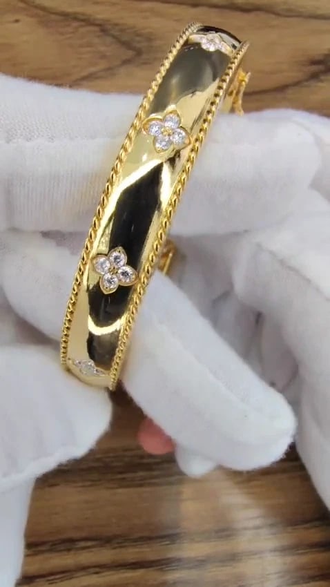 1.40ct Clover Natural Diamonds Bangle Bracelet 14kt 95547 *v - 3