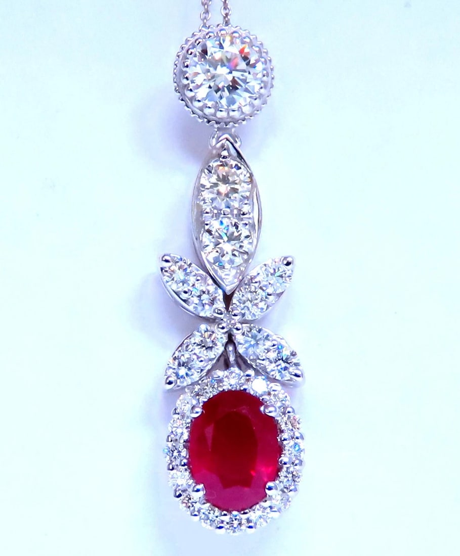 GIA Certified 1.48ct Natural Ruby Diamond Necklace 14kt Gold 47711 ** - 4