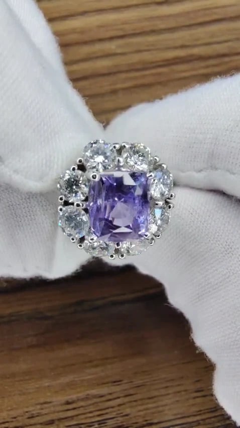 GIA Certified 3.30ct Natural Color Change Sapphire Diamond Ring 18kt 85442 *v - 3