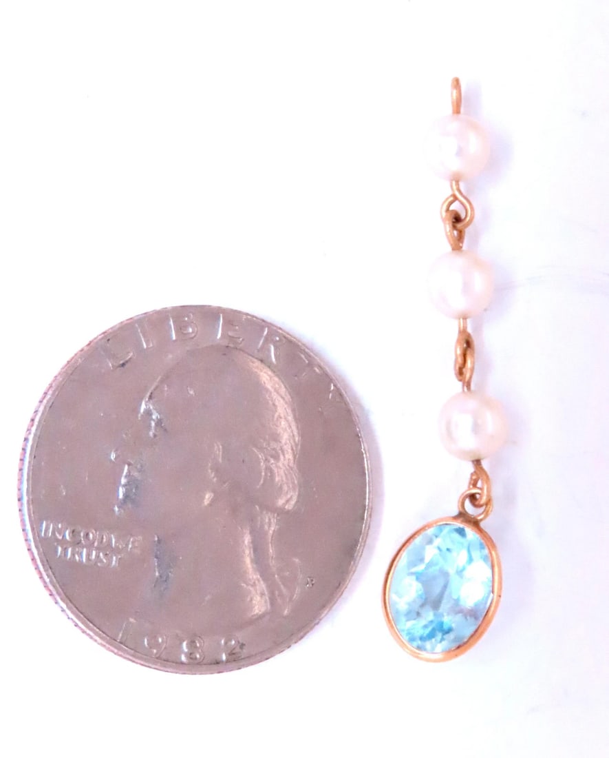 Jacket 4ct Natural Blue Topaz Dangle Earrings 14kt 65554** - 3