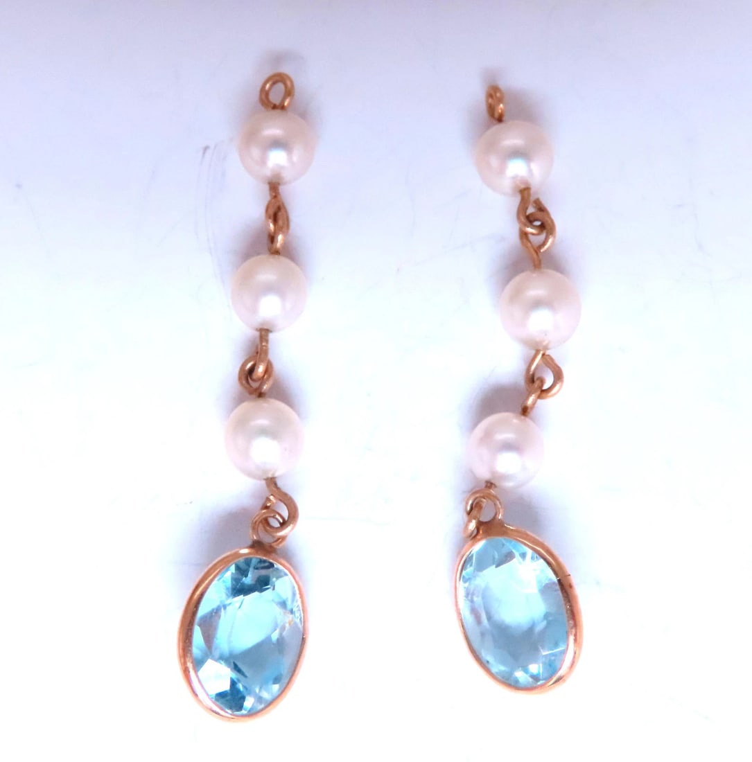 Jacket 4ct Natural Blue Topaz Dangle Earrings 14kt 65554** - 4