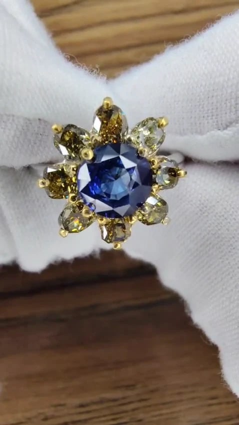 GIA Certified 1.58ct Natural Blue Sapphire Diamonds ring 14kt 10271 *v - 3