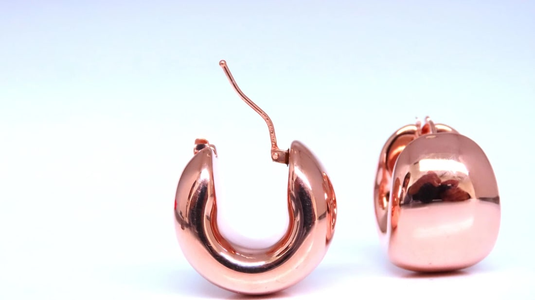 Semi Hoop High Shine Wide Lever Clip Earrings 14kt Gold 12583** - 5