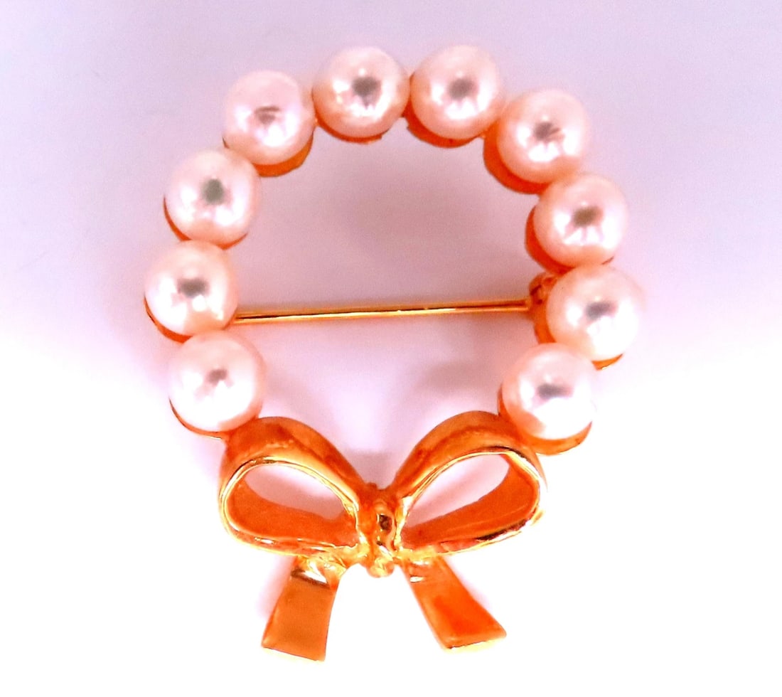 5mm Baroque Pearl Ribbon Crest Cufflink 14kt 12537** - 3