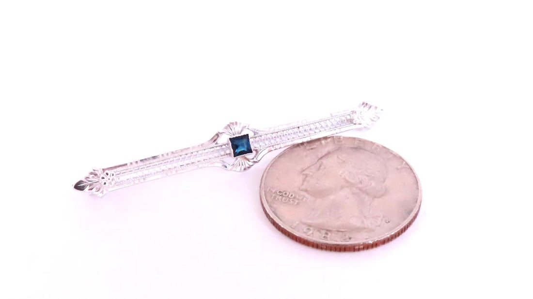 Renaissance Revival Vintage Sapphire pin 14kt 12535** - 5