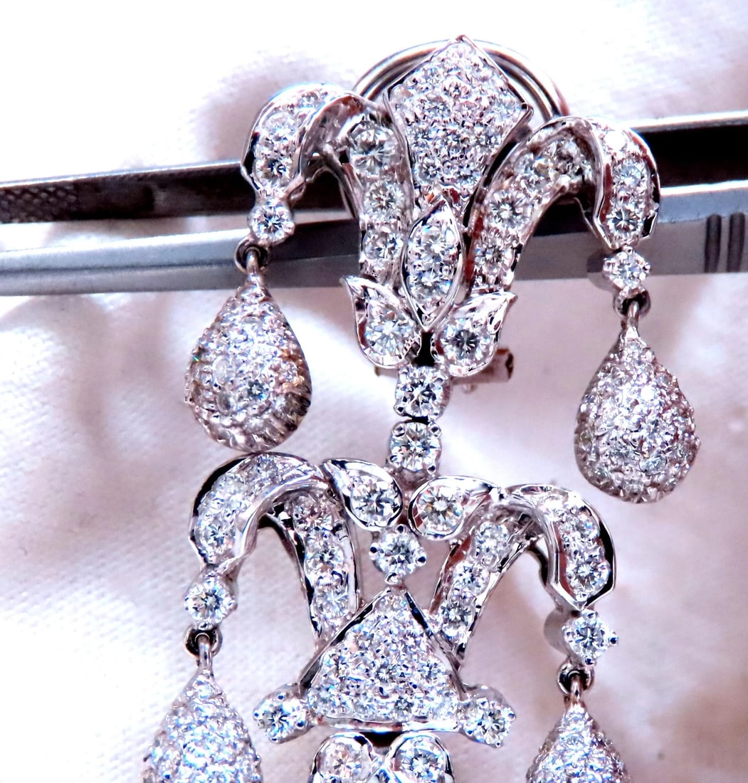 7ct Natural Diamonds Dangle Earrings 18kt gold 12531** - 7