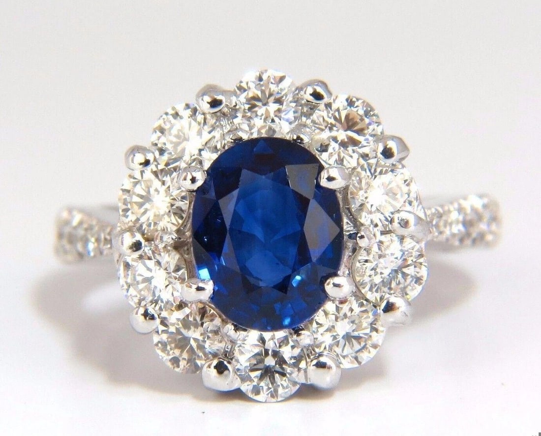 GIA 3.67CT Natural Vivid Royal Blue Diamonds Ring Cluster 18KT Gold 12212 *v - 4
