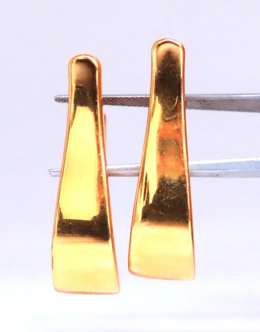 Elongated Semi Hoop High Shine Lever Clip Earring 14kt 12504** - 4