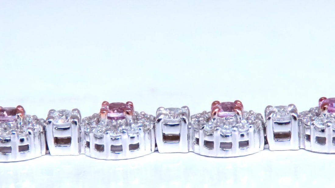 Natural Pink Sapphires Diamonds Tennis Bracelet 14kt 12468 *v - 6