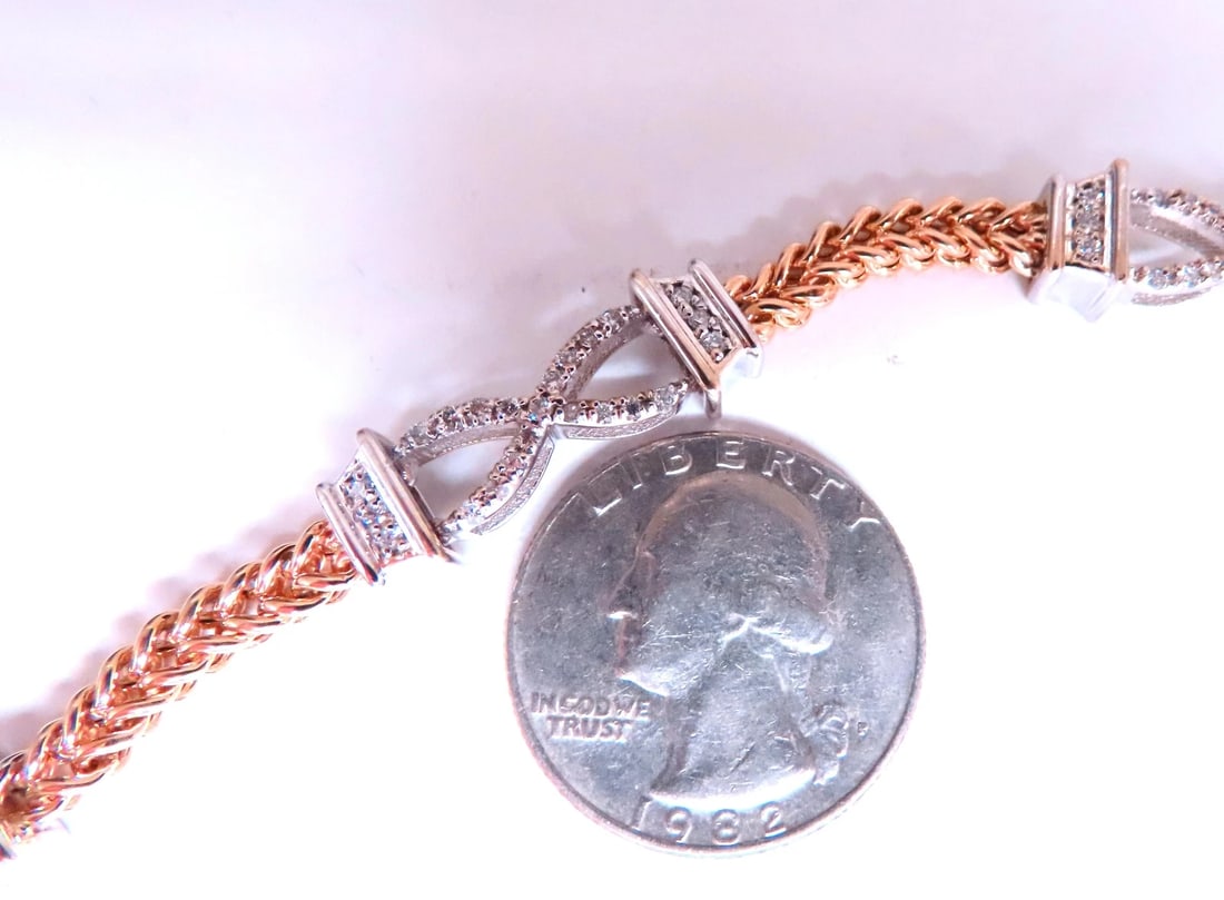 0.60ct natural diamonds x link bracelet 14kt gold 12462 *v - 5