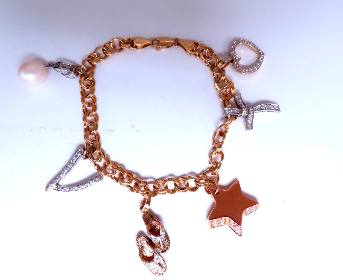 Caribbean keepsake natural diamonds charm bracelet 14Kt gold 12457 *v - 4