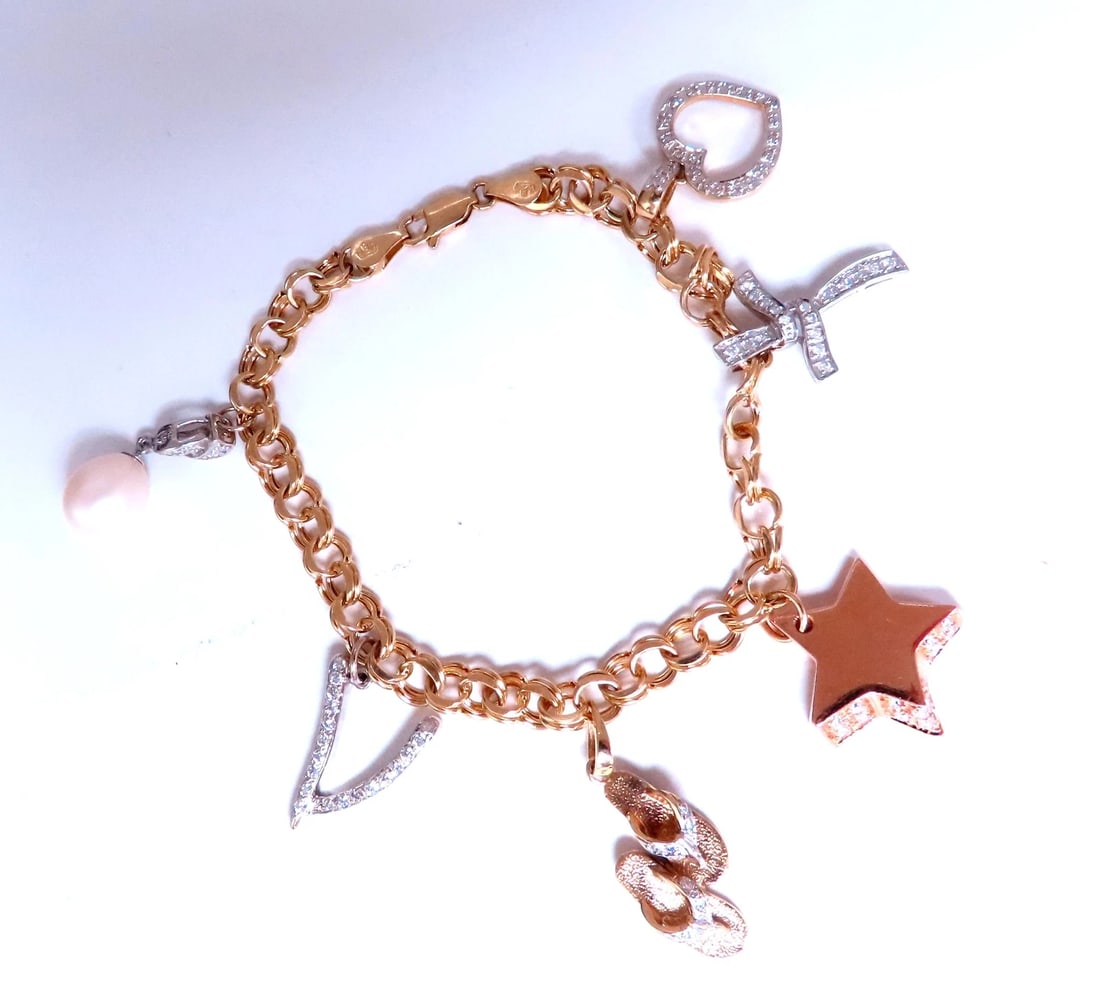 Caribbean keepsake natural diamonds charm bracelet 14Kt gold 12457 *v - 5