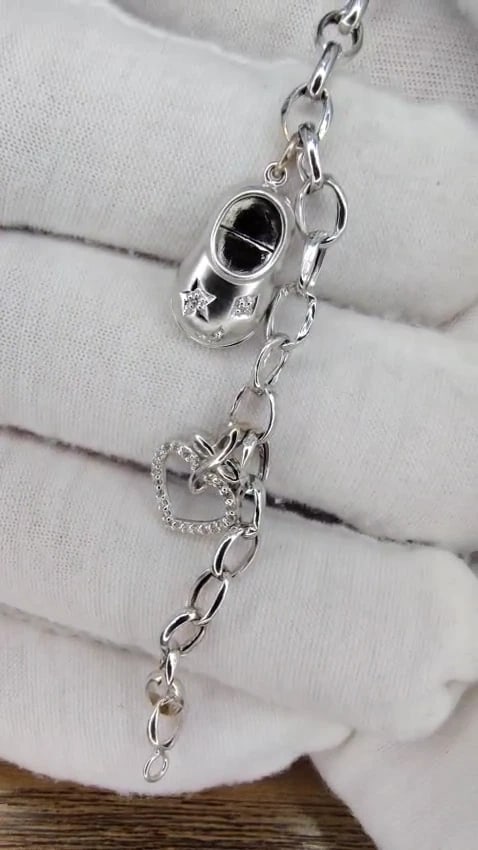 Assorted Charms Diamonds Bracelet Rooster 14kt Gold 12445 *v - 3