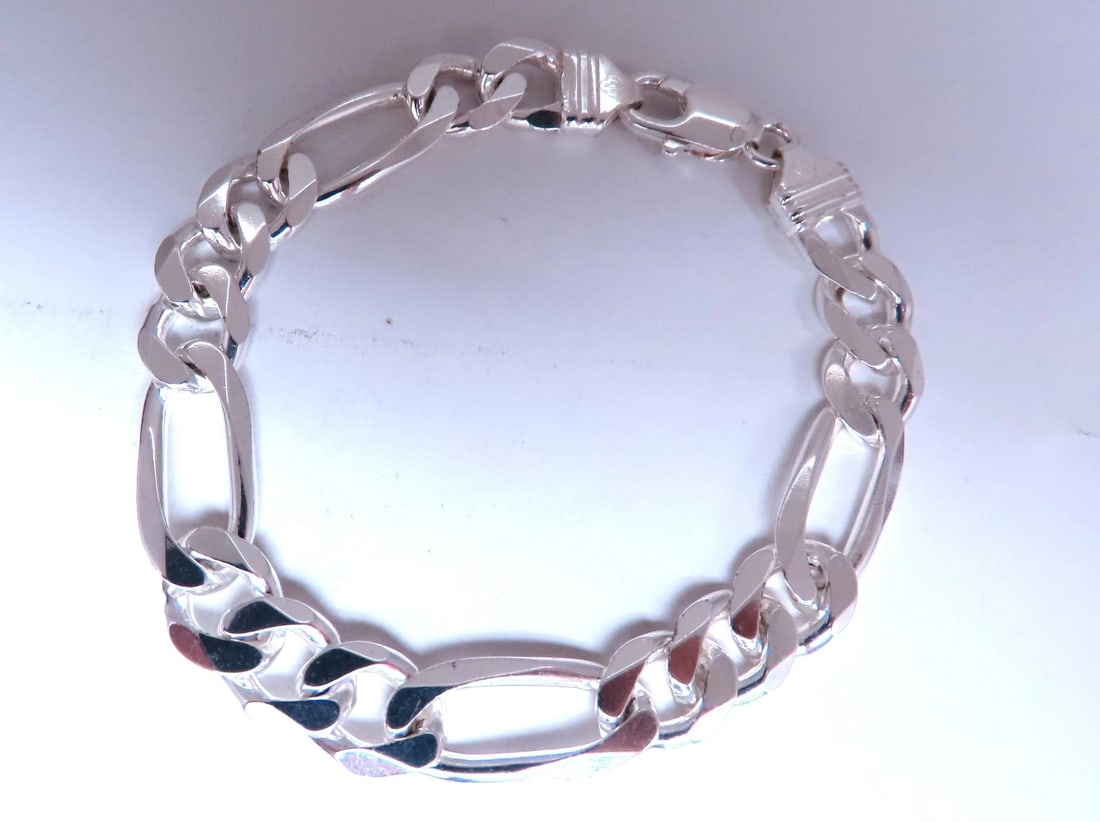Figaro Bracelet 9.5mm Sterling Silver 8.25inch 12444** - 4