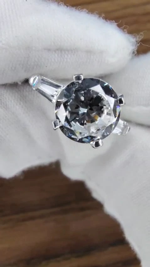 3.50ct White Zircon Engagement Ring 14kt Gold 12435 *v - 3