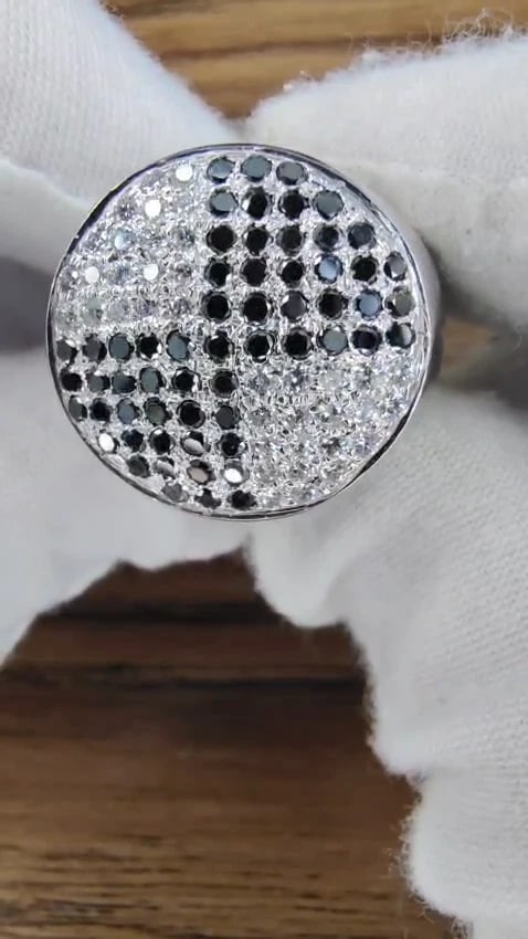 1ct Black Diamonds Circular Mens Ring 14kt gold 12428 *v - 3