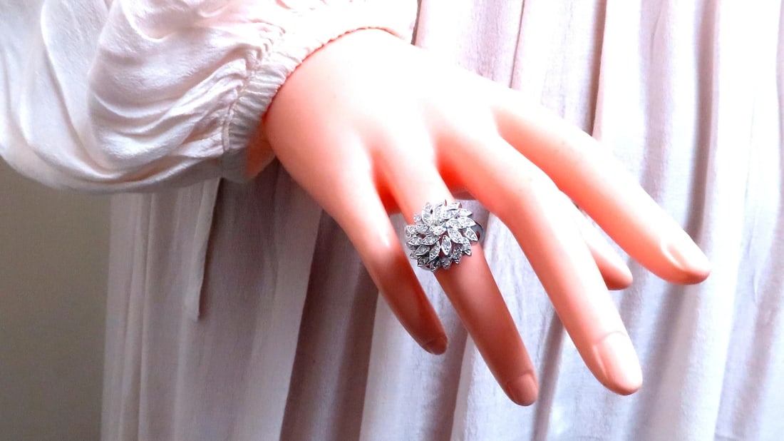 1.10ct natural diamonds cluster circular dome ring 14kt 12427** - 6