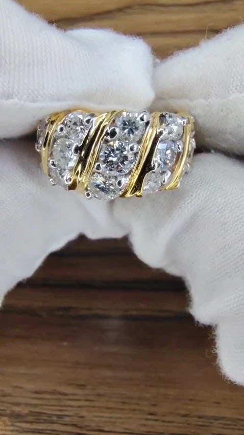 1.60ct Natural Round Diamonds Slant 14kt Gold 12422 *v - 3
