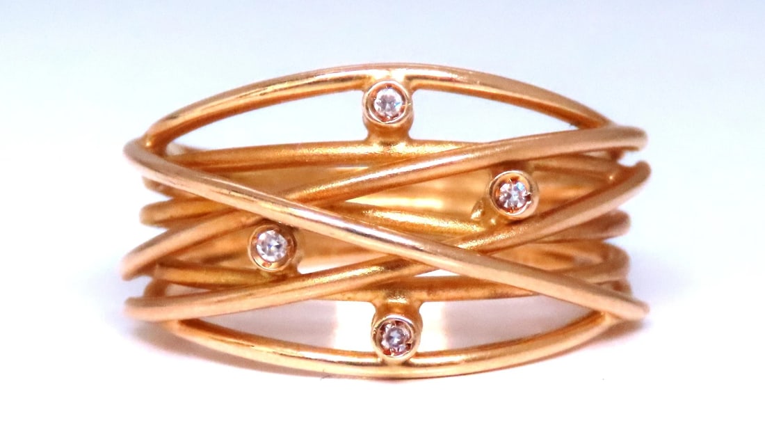 .04ct Natural Diamond Satin Barbed Wire Form Ring 14kt gold 12420 *v (1 of 7)