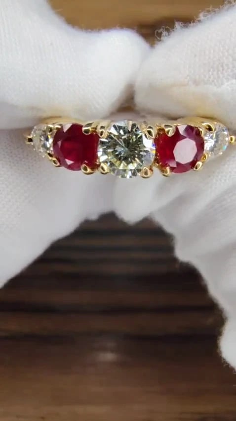 GIA Certified .72ct Round diamond Ruby Band 14kt 12412 *v - 3