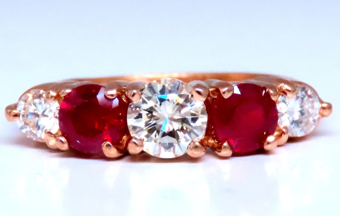 GIA Certified .72ct Round diamond Ruby Band 14kt 12412 *v - 4