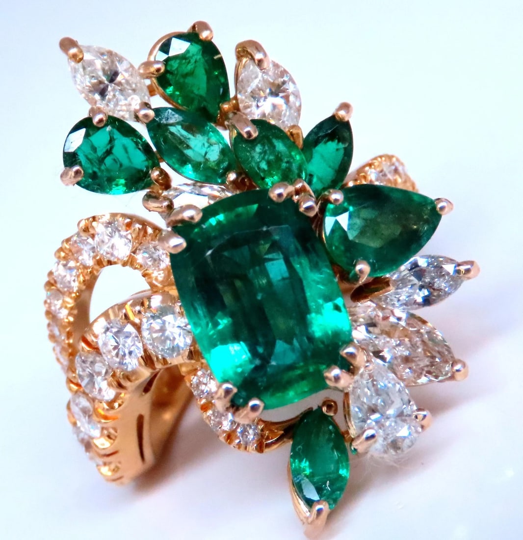 GIA 3.27ct Natural Emerald Cocktail Diamond Ring 14kt F2 12410 *v - 4