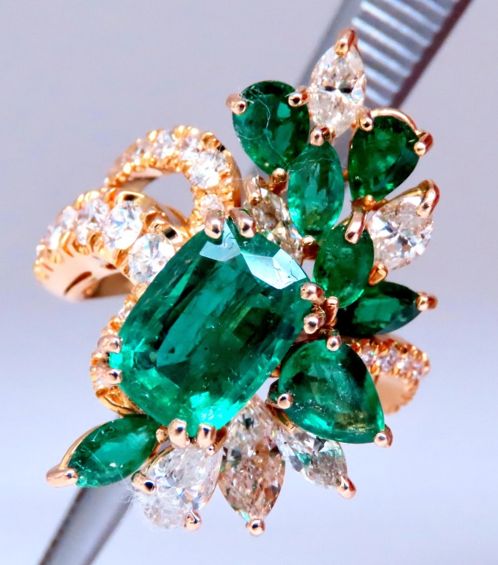 GIA 3.27ct Natural Emerald Cocktail Diamond Ring 14kt F2 12410 *v - 5