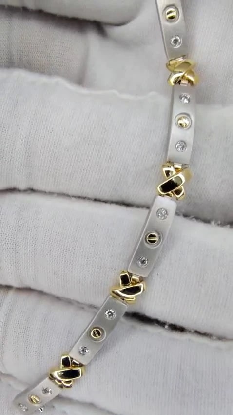 .50ct Natural Diamond Link Bracelet 14kt Gold Sandblast X 12388 *v - 3