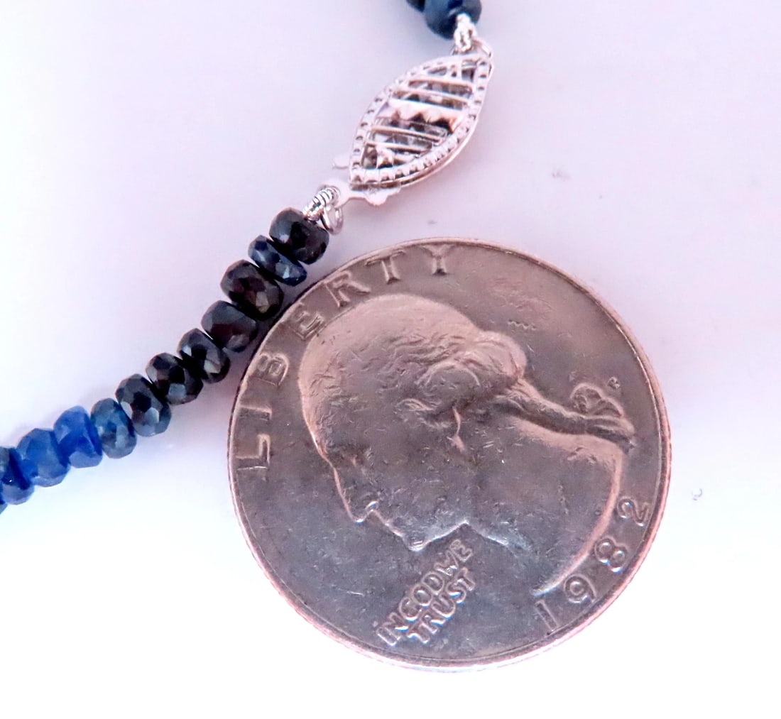 50ct Natural Fading Sapphire Beaded Necklace 14kt gold 12390** - 3