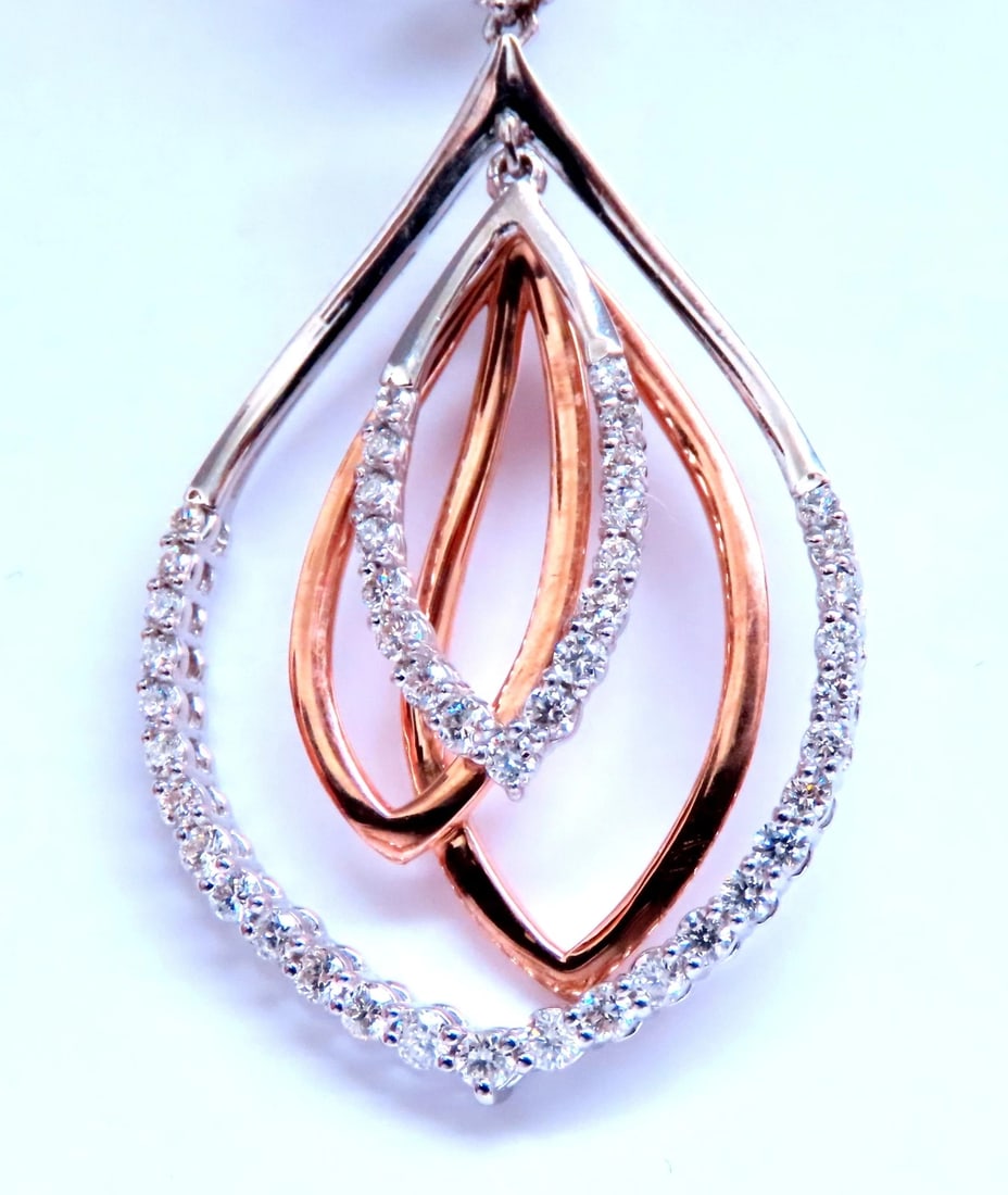 Three Tier 2.10ct Natural Round Diamond Dangle Earrings 14kt Gold 12378** - 3
