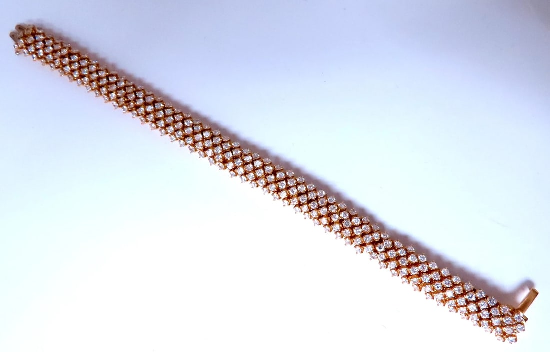 Estate 10ct Natural Round Diamonds Dome Bracelet 18kt Gold 12363** - 3
