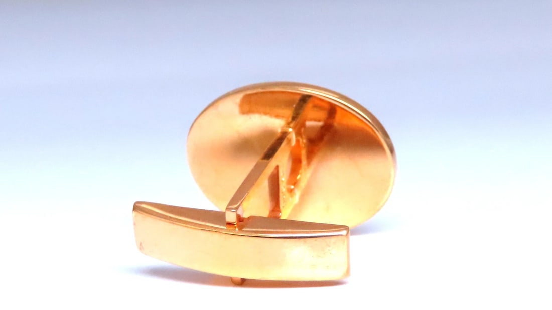 Sunburst Graver Etch Oval Cufflinks 14kt Gold 12367** - 5
