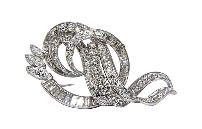 8.00Ct. Diamonds Platinum Art Deco Style Brooch 12359** - 4