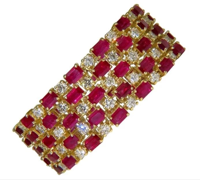 GIA Certified Natural Ruby Diamond Cuff Bracelet 18kt Important 12337** - 4