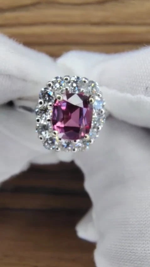 2.26ct GIA Certified Natural Purple Pink Sapphire Diamonds Ring 14kt 12339 *v - 3