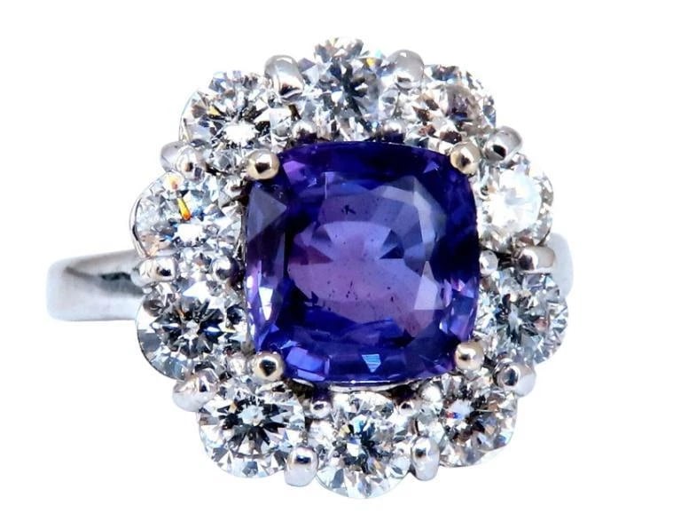 GIA Certified 3.48ct Natural Purple No Heat Sapphire Diamonds Ring 14kt #12342*v - 4