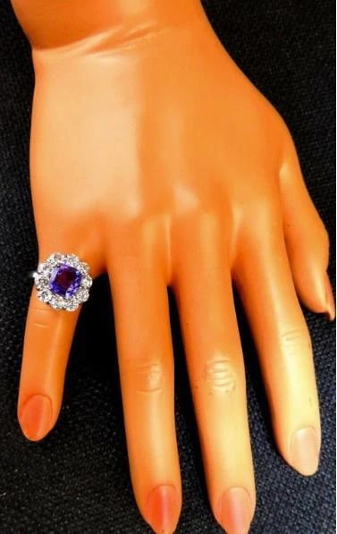GIA Certified 3.48ct Natural Purple No Heat Sapphire Diamonds Ring 14kt #12342*v - 5