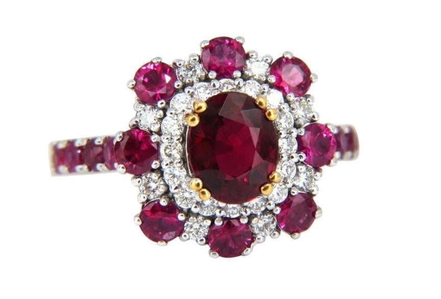 GIA Certified 2.92 Carat Natural Ruby Diamond Ring 14kt Cluster 12346 *v - 4