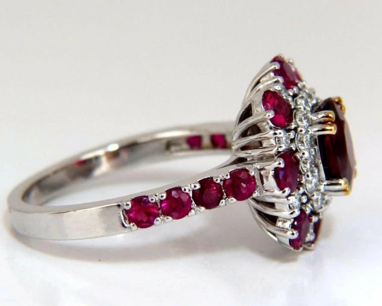 GIA Certified 2.92 Carat Natural Ruby Diamond Ring 14kt Cluster 12346 *v - 5