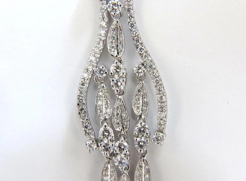 6.00ct natural diamonds modern dangle petal chandelier earrings 18kt Ref 12321** - 5