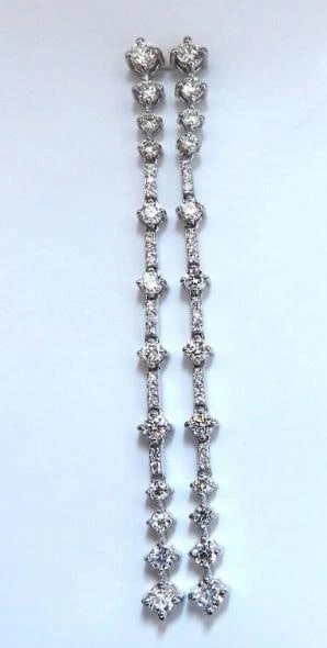 1.80ct Natural Diamonds Dangle Earrings 14kt Gold Ref 12325** - 3