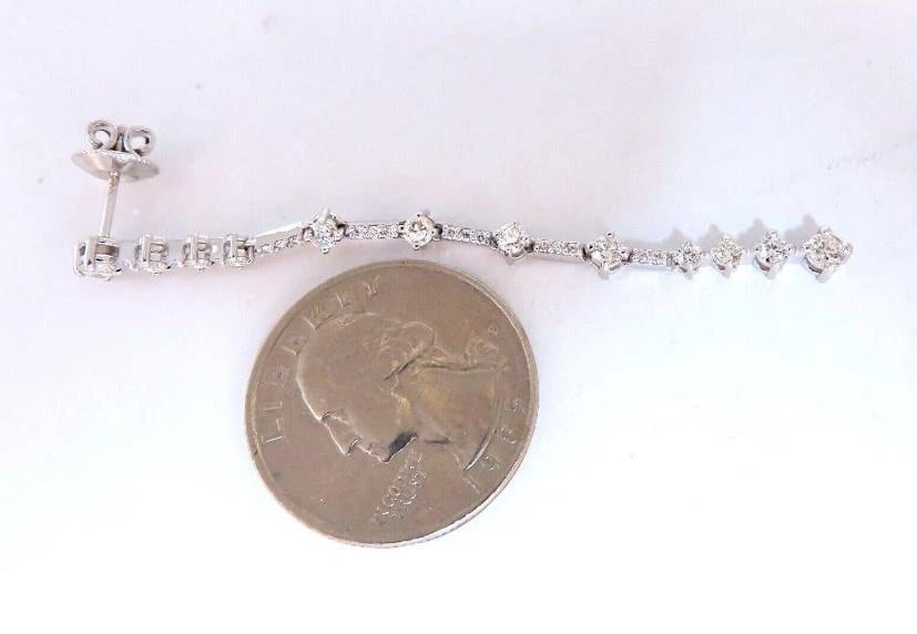 1.80ct Natural Diamonds Dangle Earrings 14kt Gold Ref 12325** - 6