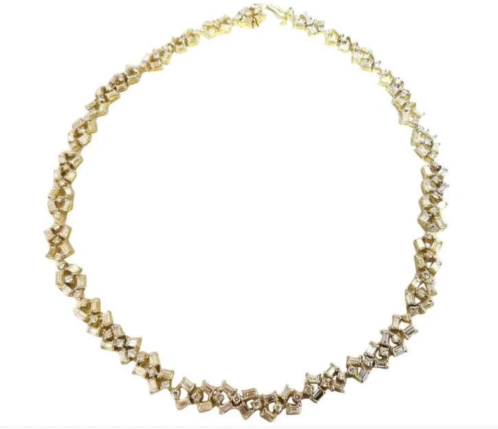 15.00 Carat Diamonds Baguette & Rounds Eternity Riviera Necklace 18kt Ref 12328* - 4