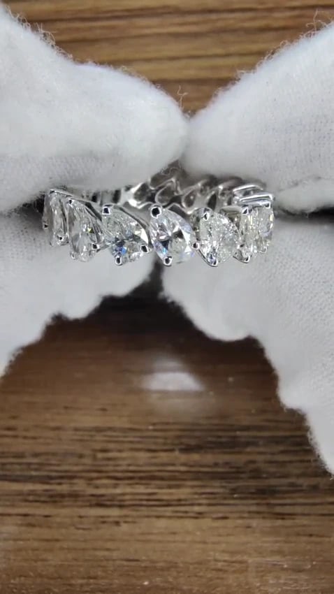 5ct Natural Diamonds Pear Shape Eternity Band 14kt Gold Ref 12327 *v - 3