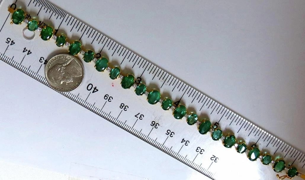 20.86ct Bright Green Natural Emerald Diamonds Tennis Bracelet 14Kt Ref 12331** - 5