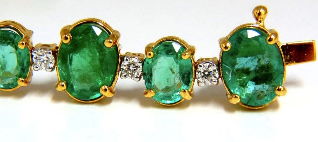 20.86ct Bright Green Natural Emerald Diamonds Tennis Bracelet 14Kt Ref 12331** - 6