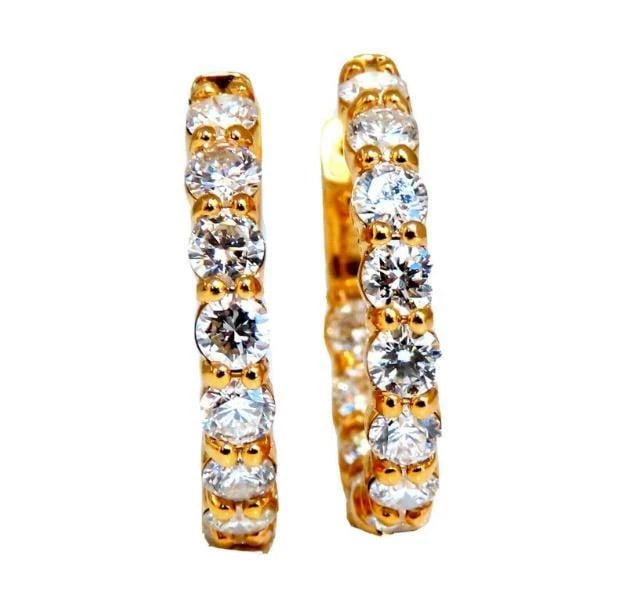 3.45ct Natural Round Diamond Hoop Earrings 14kt Quarter Size Ref 12309** - 2