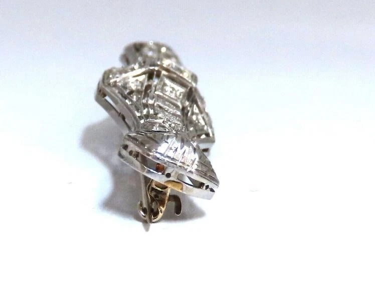 1.30ct Natural Diamonds Platinum Pin Edwardian Deco Vintage Platinum 12310** - 3